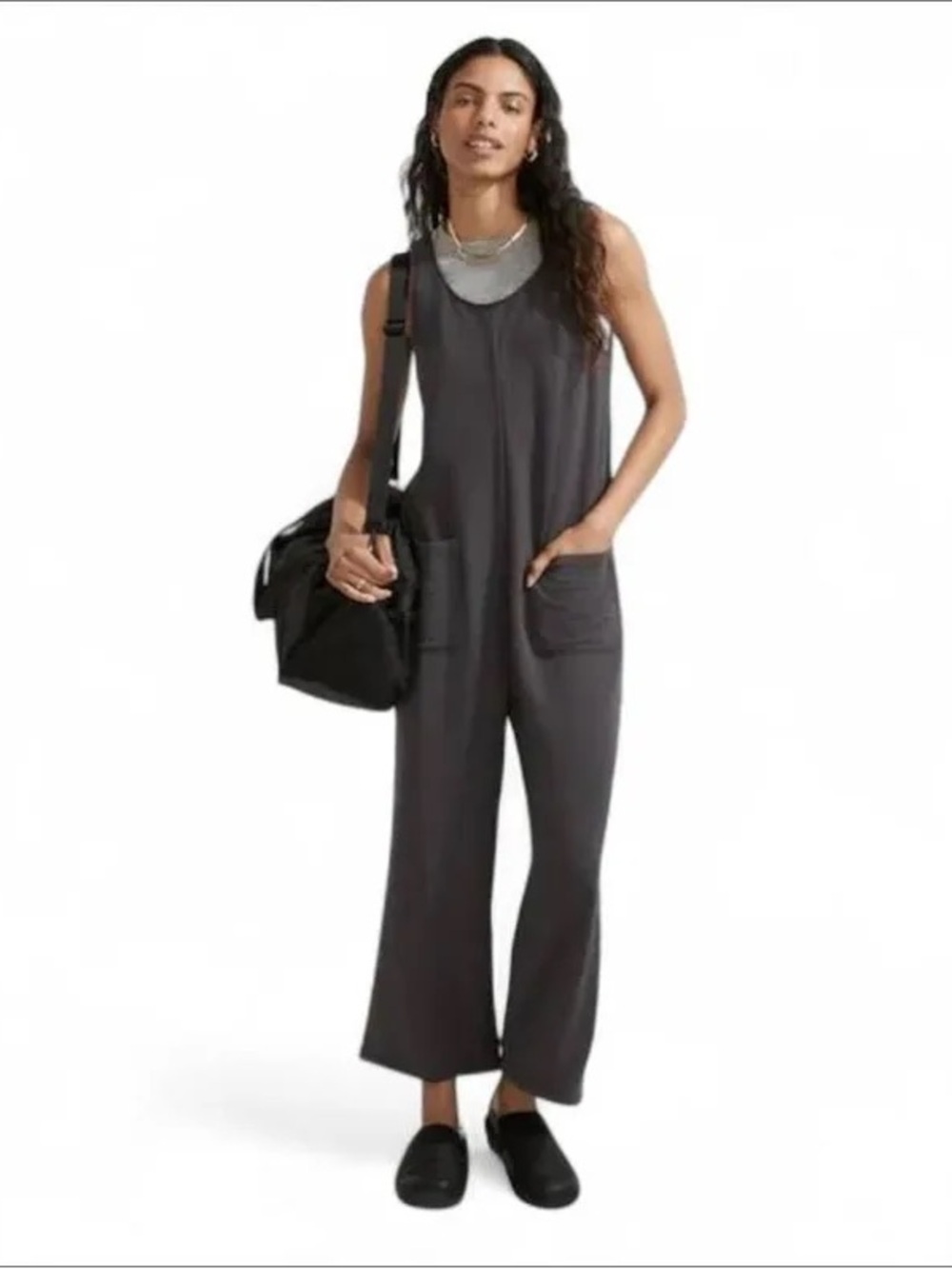 Madewell Sleeveless Wide-Leg Jumpsuit in Charcoal